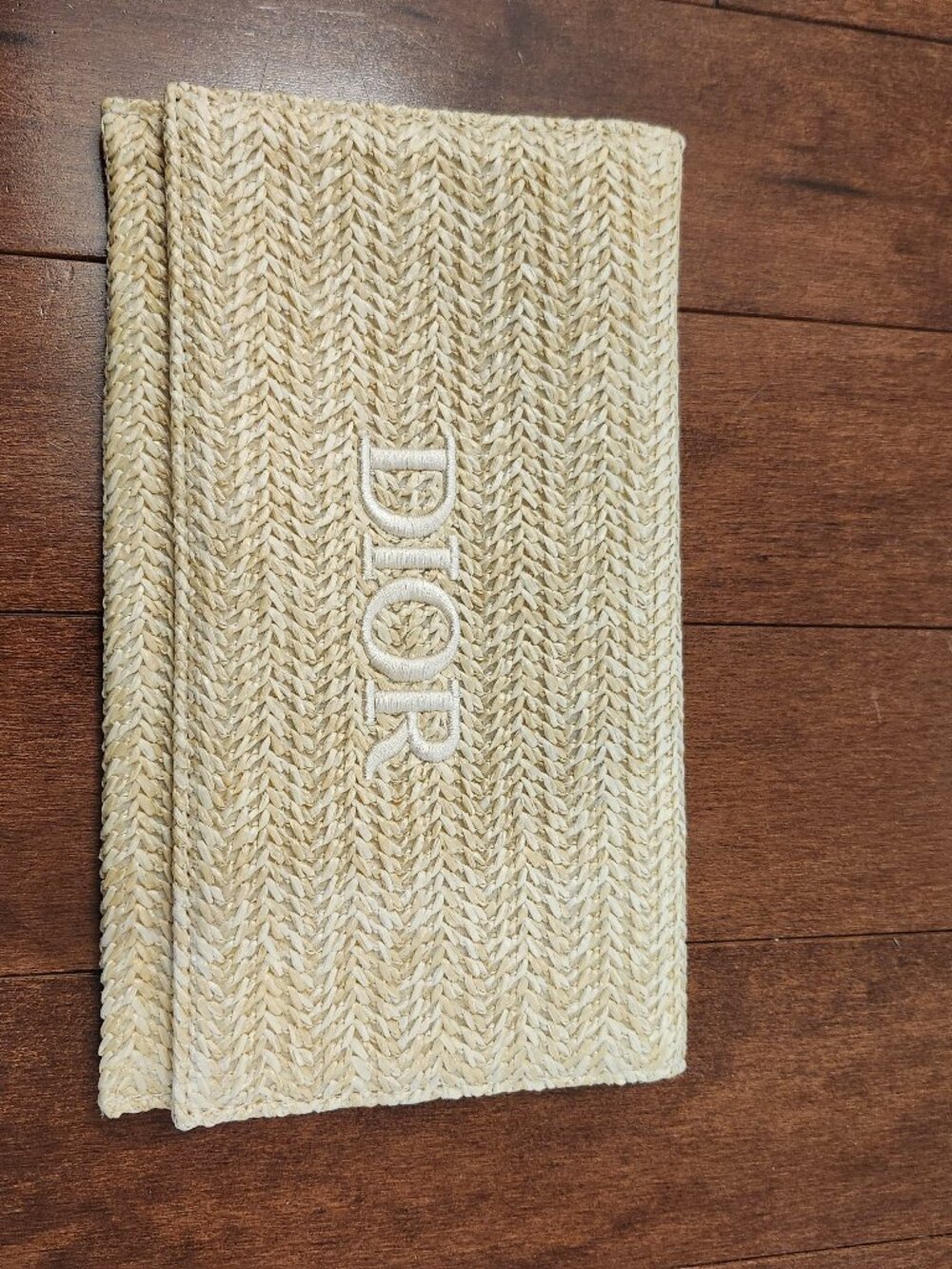 Christian Dior straw-woven clutch pouch